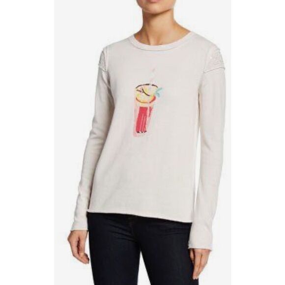 Lisa Todd "Summer Sips" sequin cotton sweater NWT Size Small - Picture 1 of 7